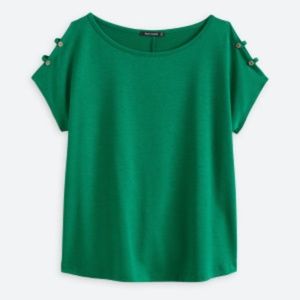 NWT Stitch Fix Pink Clover Mikela Short Sleeve Knit Top w Semi Cold Shoulder